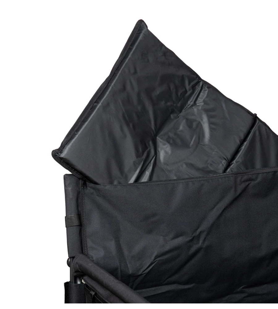 CARRELLO PIEGHEVOLE EUROGARDEN CON RUOTE E FUNZIONE PANCHINA IN ACCIAIO NERO 108X55,5X73 CM
